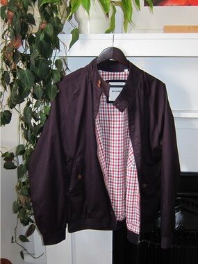 Ben Sherman Dark Purple Harrington Jacket with Red Check Lining